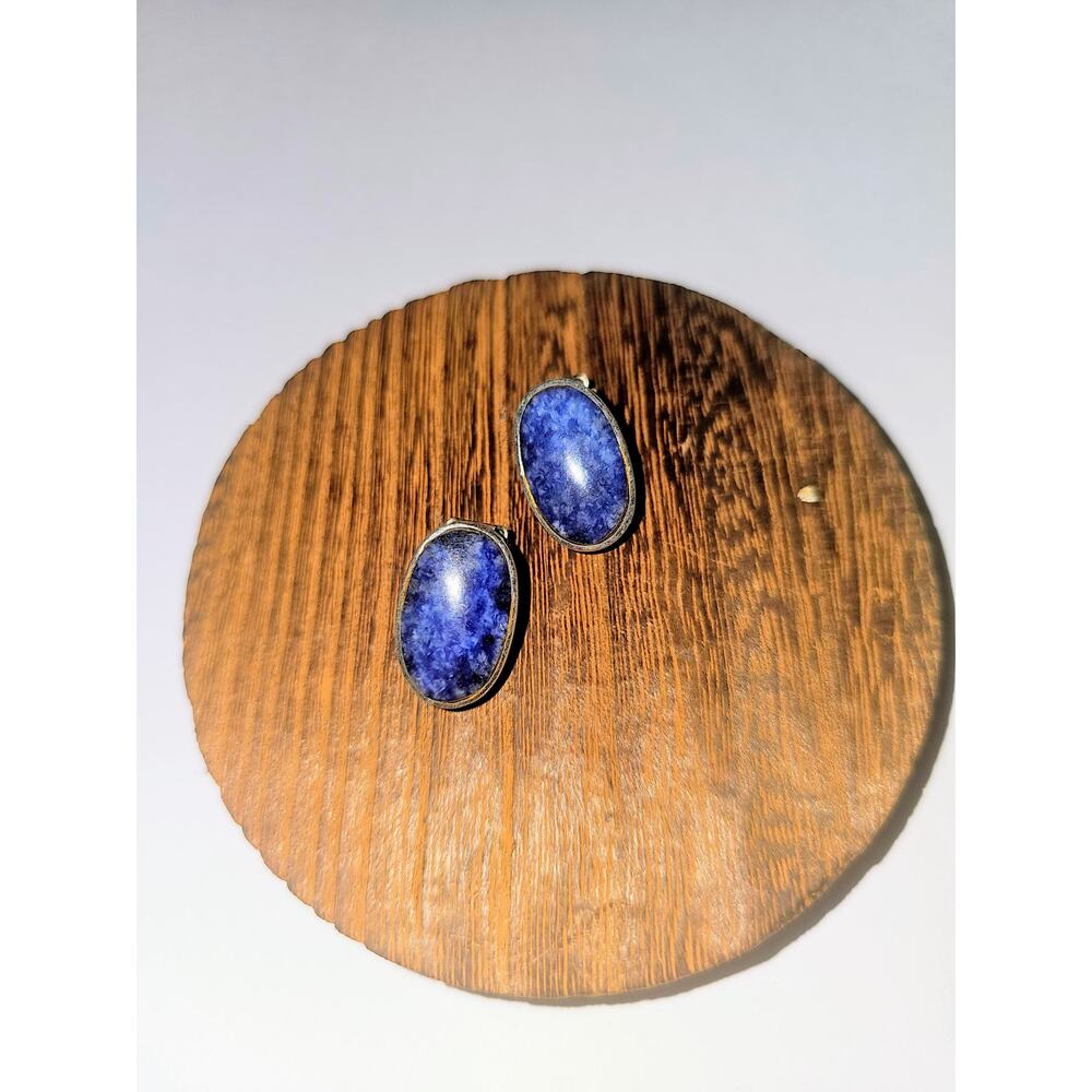 Blue Azul Mexico 925 Sterling Silver‎ Clip On Earrings Vintage
